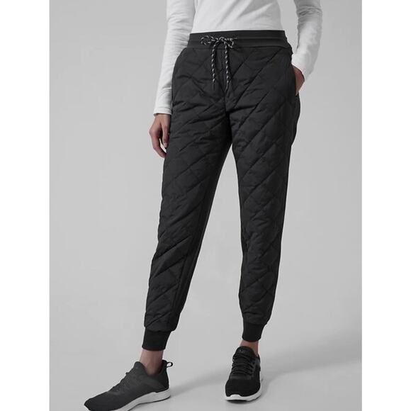 Athleta Apres Ski Down Jogger Women 6 Tall Black Quilted Goose Insulated Outdoor - Picture 1 of 16